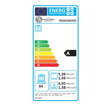 Neox F63 4 COG G K SS Φούρνος Φυσικού Αερίου άνω Πάγκου 64lt Π59.8εκ. Inox
